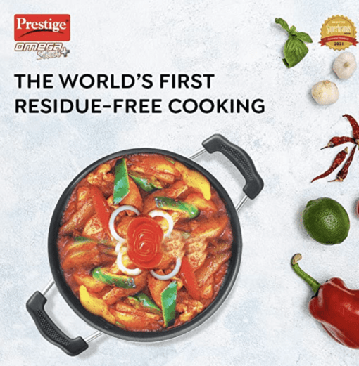 Prestige Omega Select Plus 20Cm- 2.2L Non-Stick Kadai with SS Lid |PFOA Free Teflon Non-Stick Coating | Scratch Resistant | Flat Base |Durable Handles |1 Year Warranty - Image 3